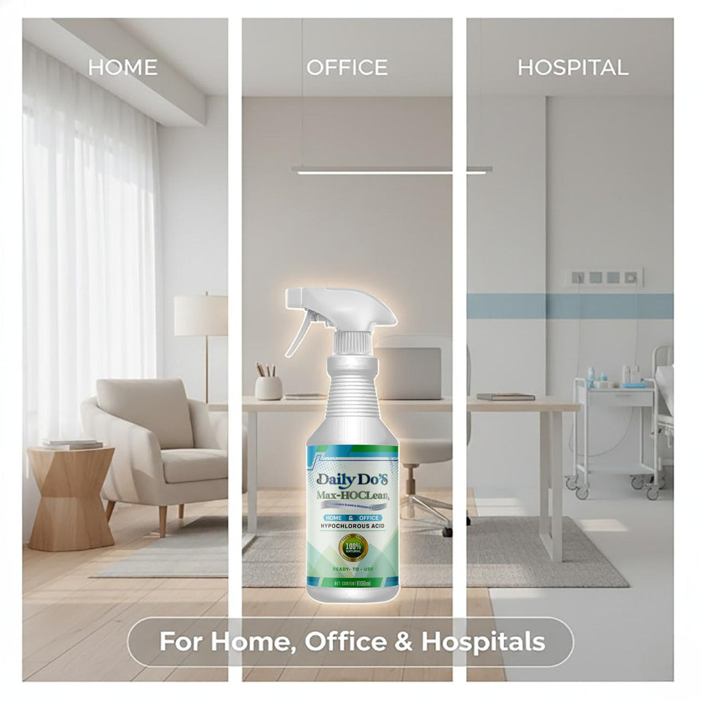 Daily Do's Hypochlorous Acid (HOCl) Cleaning Spray for Home & Office | 500ppm Professional Strength | Ready-to-Use with Sprayer | Alcohol-Free & Non-Staining | 1 Litre