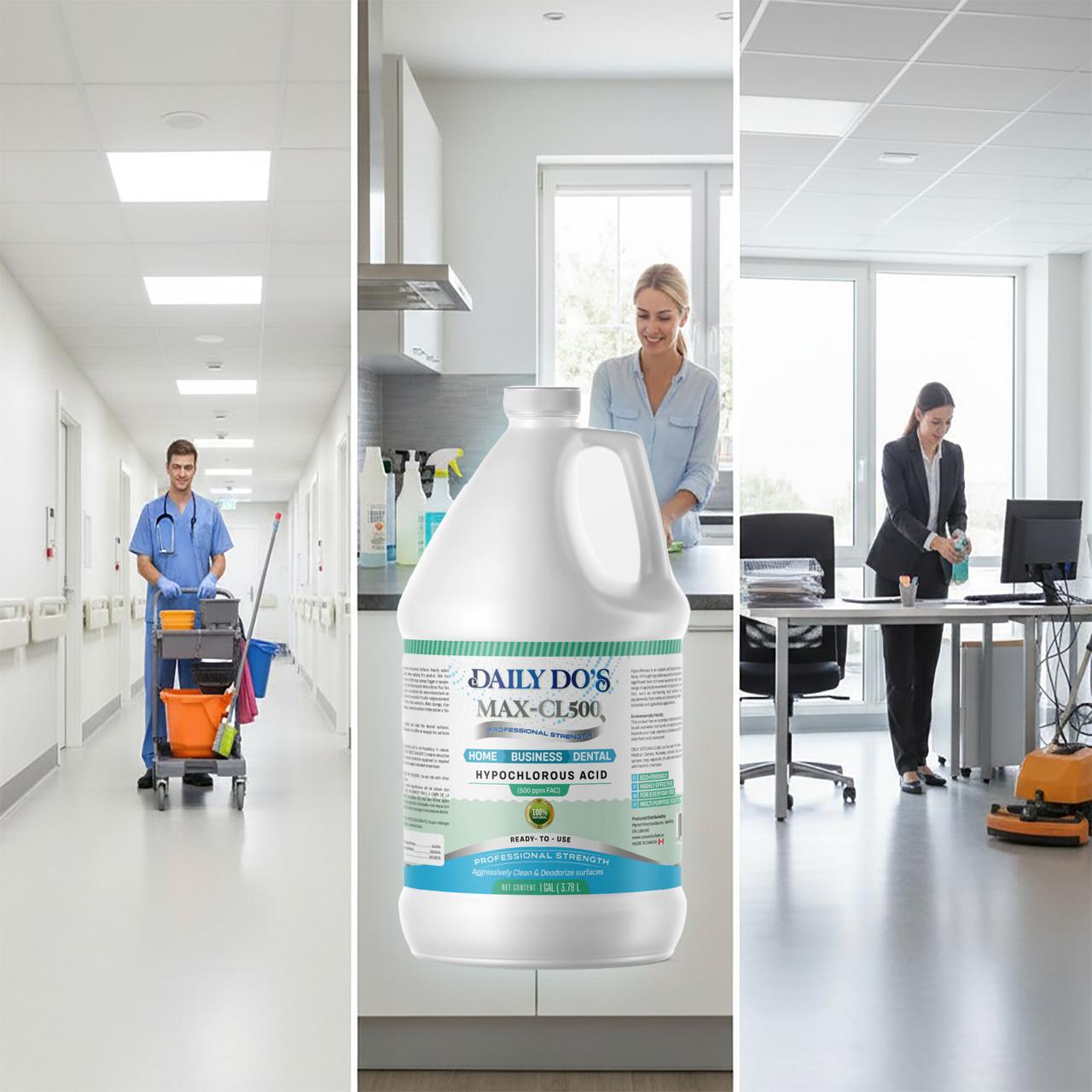 Daily Do's Hypochlorous Acid (HOCl) Multi-Purpose Cleaner | 500ppm | 4L Value Size | Professional Strength, Alcohol-Free & Non-Staining