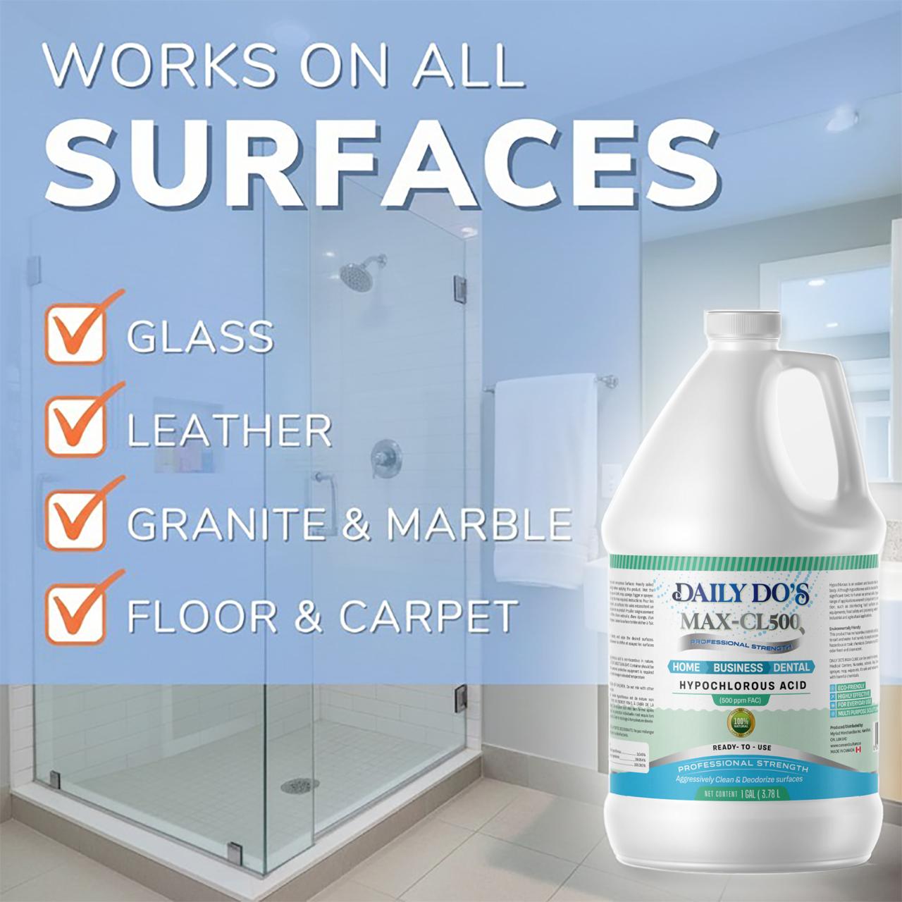 Daily Do's Hypochlorous Acid (HOCl) Multi-Purpose Cleaner | 500ppm | 4L Value Size | Professional Strength, Alcohol-Free & Non-Staining